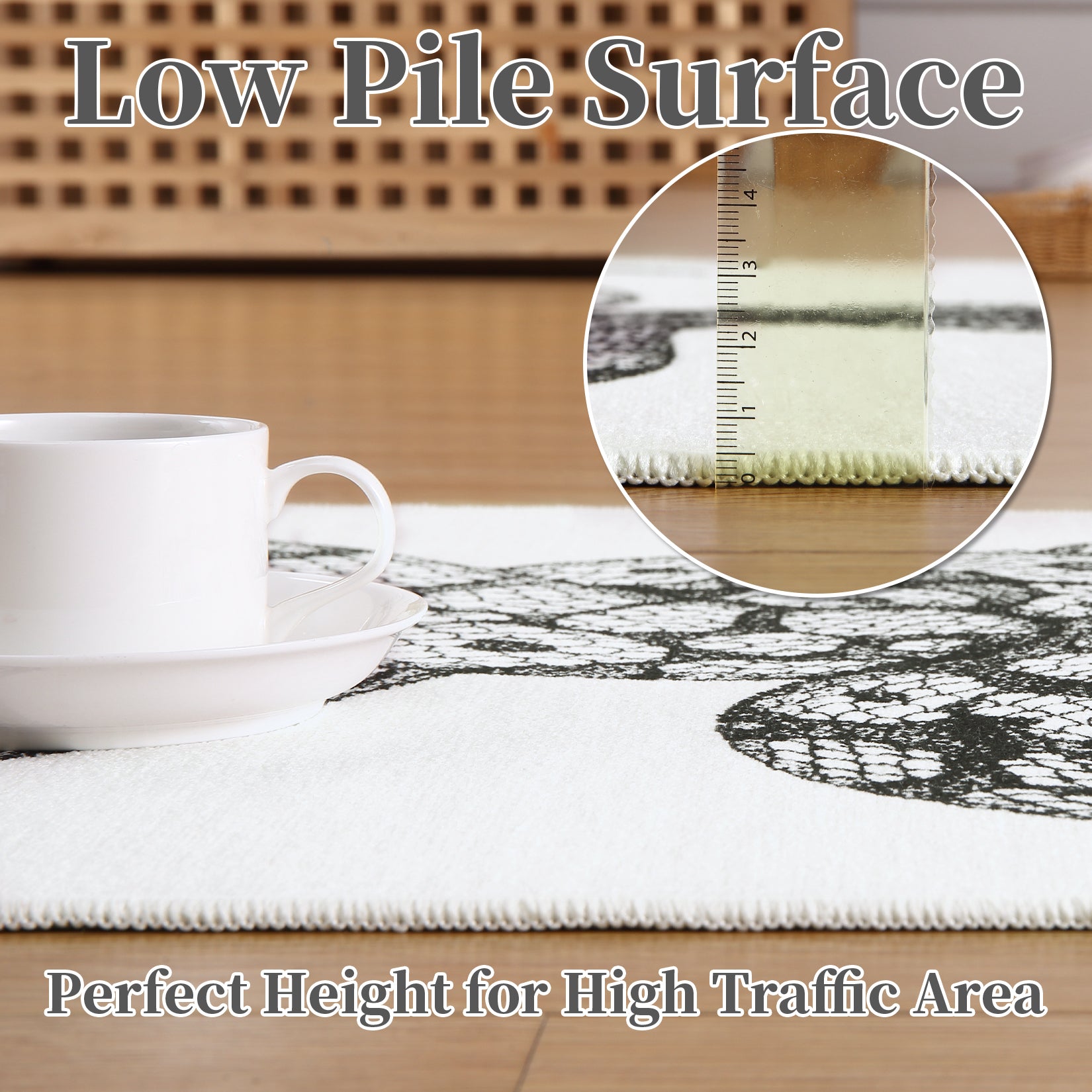 Garvee Animal Print Black & White 2x3 Washable Entryway Rug – Modern Snake Rug, Indoor/Outdoor Non-Slip Throw Mat for Bedroom, Bathroom, Kitchen, or Living Room