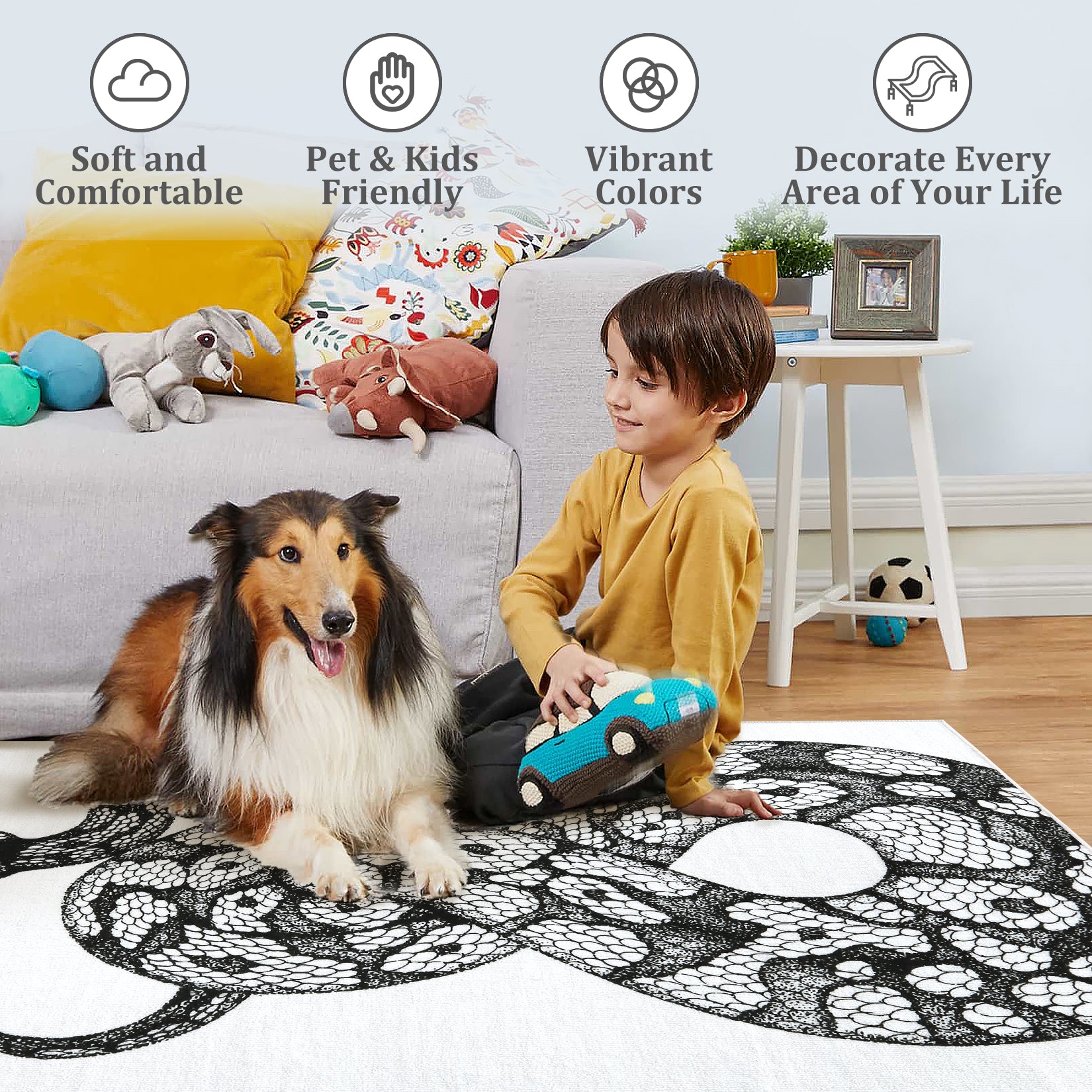 Garvee Animal Print Black & White 2x3 Washable Entryway Rug – Modern Snake Rug, Indoor/Outdoor Non-Slip Throw Mat for Bedroom, Bathroom, Kitchen, or Living Room