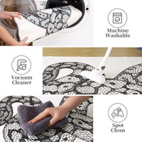 Garvee Animal Print Black & White 3x5 Washable Rug – Modern Snake Rug, Low-Pile Gothic Area Carpet for Bedroom, Living Room, Office, or Aesthetic Floor Decor