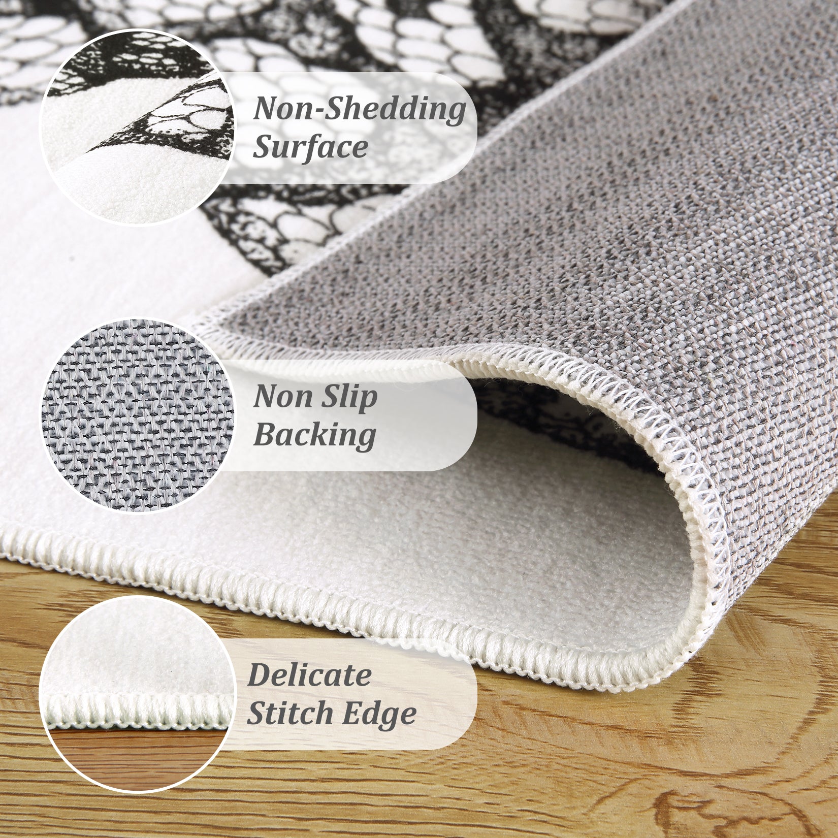 Garvee Animal Print Black & White 2x3 Washable Entryway Rug – Modern Snake Rug, Indoor/Outdoor Non-Slip Throw Mat for Bedroom, Bathroom, Kitchen, or Living Room