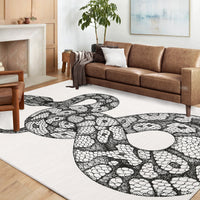 Garvee Animal Print Black & White 3x5 Washable Rug – Modern Snake Rug, Low-Pile Gothic Area Carpet for Bedroom, Living Room, Office, or Aesthetic Floor Decor