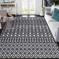 Garvee Washable 8x10 Grey Moroccan Rug - Modern Geometric Low Pile Carpet for Bedroom & Living Room - Non-Slip, Easy Care, Durable, Cozy Polyester