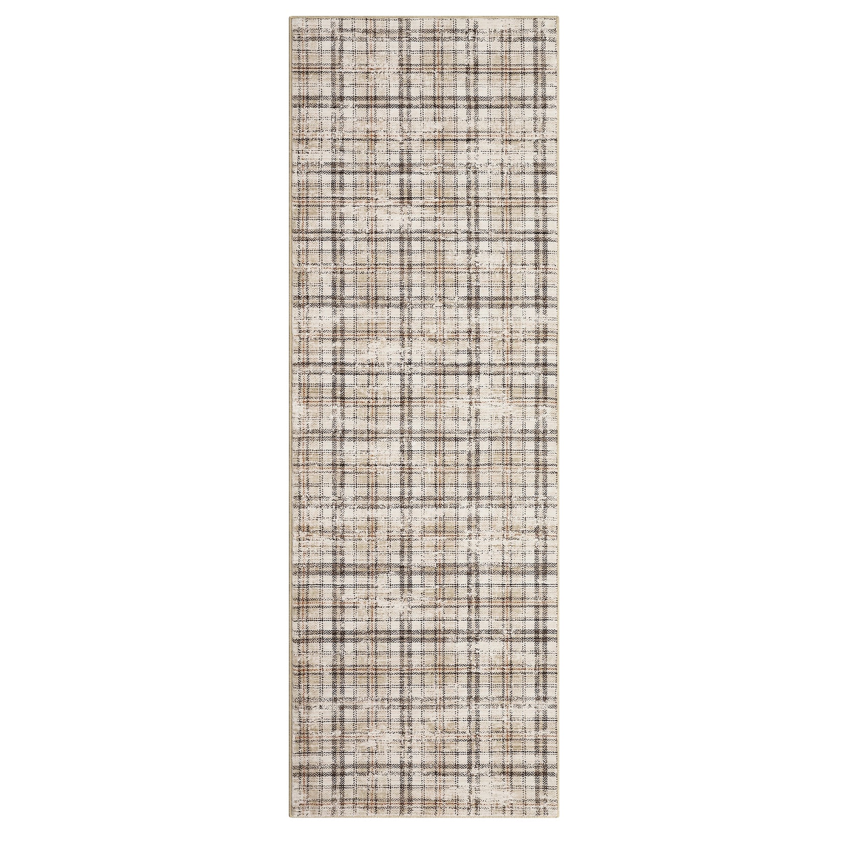 Garvee Washable Runner Rug 2x10 - Non Slip, Stain Resistant - Pearl Velvet Soft, Tartan Plaid - Machine Washable, Durable - Kitchen, Bedroom, Entryway