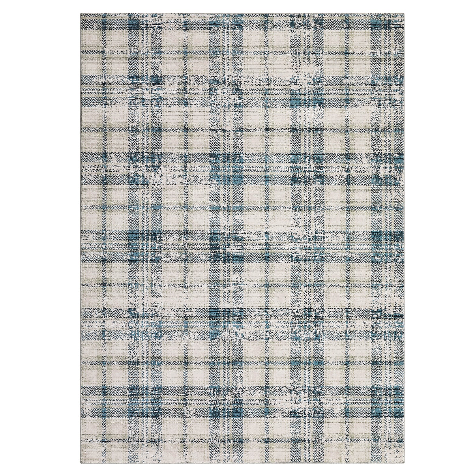 Garvee Large Area Rug 10x13 Rug for Living Room Modern Washable Rug Farmhouse Non Slip Non Shedding Throw Rugs Low Pile Stain Resistant Carpet for Bedroom Office Dining Room Nursery Blue&Beige