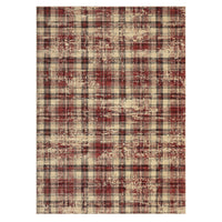 Garvee Washable Area Rug 8x10 Red Modern Plaid Non-Slip Low Pile Polyester Fiber Durable Fade-Resistant Living Room Bedroom Playroom