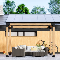 Garvee 4″×4″ (Inner 3.6″x3.6″) Pergola Bracket Kit (4x 3-Way + 4x Base) for Wood Beams – Heavy Duty Steel Connectors – DIY Gazebo, Patio, Deck, Outdoor Pergola, Black