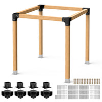 Garvee 4″×4″ (Inner 3.6″x3.6″) Pergola Bracket Kit (4x 3-Way + 4x Base) for Wood Beams – Heavy Duty Steel Connectors – DIY Gazebo, Patio, Deck, Outdoor Pergola, Black