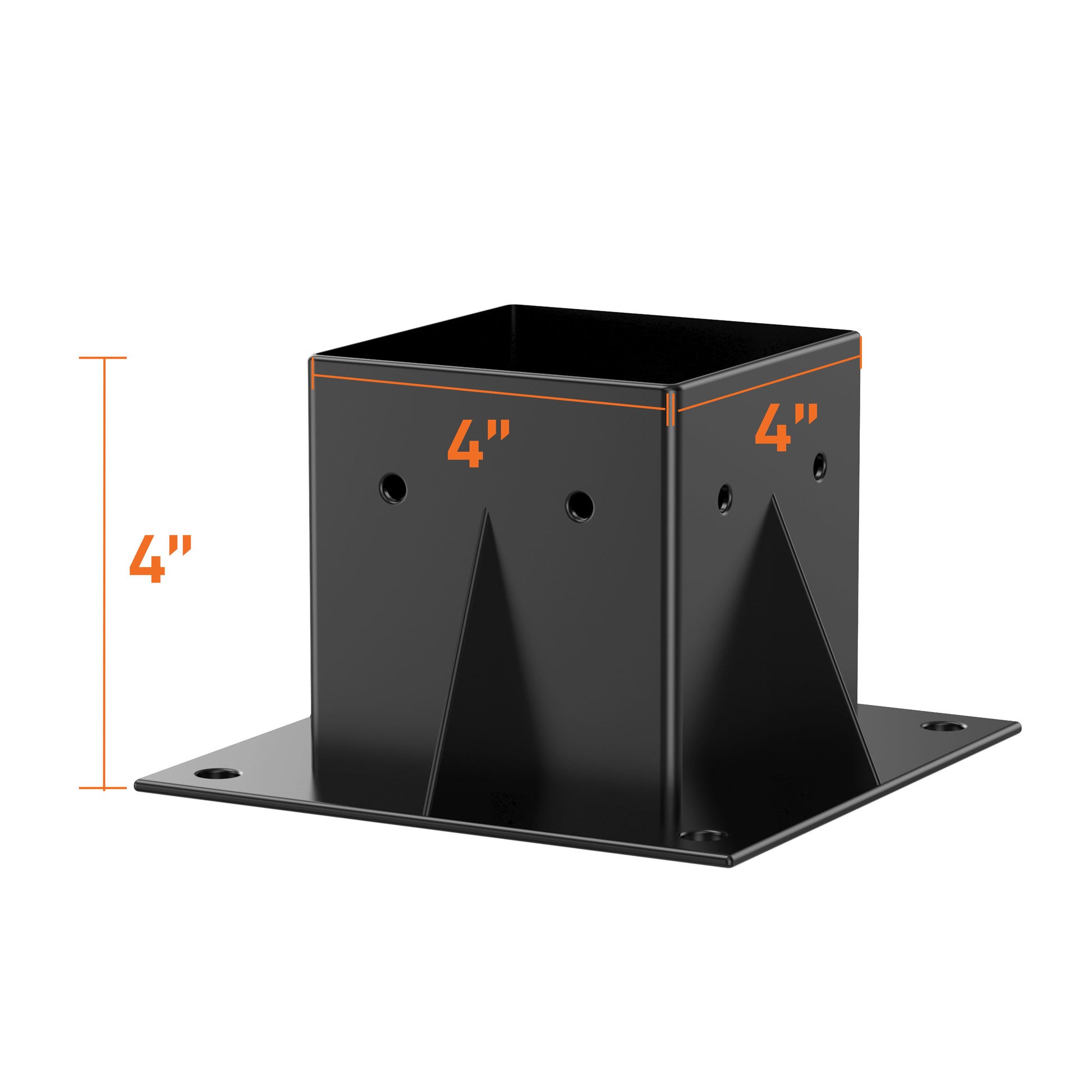 Garvee 4"x 4" (Inner 3.6"x3.6") Post Brackets, 4PC Heavy Duty Steel Post Base Supports for Outdoor Fence, Mailbox, Pergola Bracket Fence Kit, Black