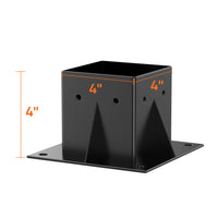 Garvee 4"x 4" (Inner 3.6"x3.6") Post Brackets, 4PC Heavy Duty Steel Post Base Supports for Outdoor Fence, Mailbox, Pergola Bracket Fence Kit, Black