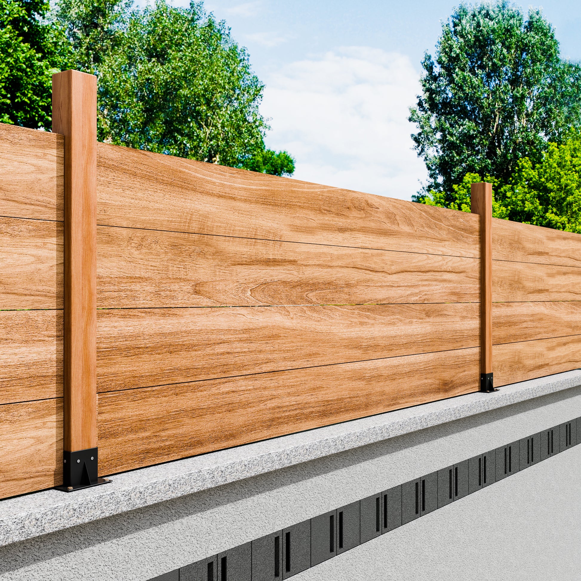 Garvee 4"x 4" (Inner 3.6"x3.6") Post Brackets, 4PC Heavy Duty Steel Post Base Supports for Outdoor Fence, Mailbox, Pergola Bracket Fence Kit, Black