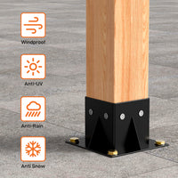 Garvee 4"x 4" (Inner 3.6"x3.6") Post Brackets, 4PC Heavy Duty Steel Post Base Supports for Outdoor Fence, Mailbox, Pergola Bracket Fence Kit, Black