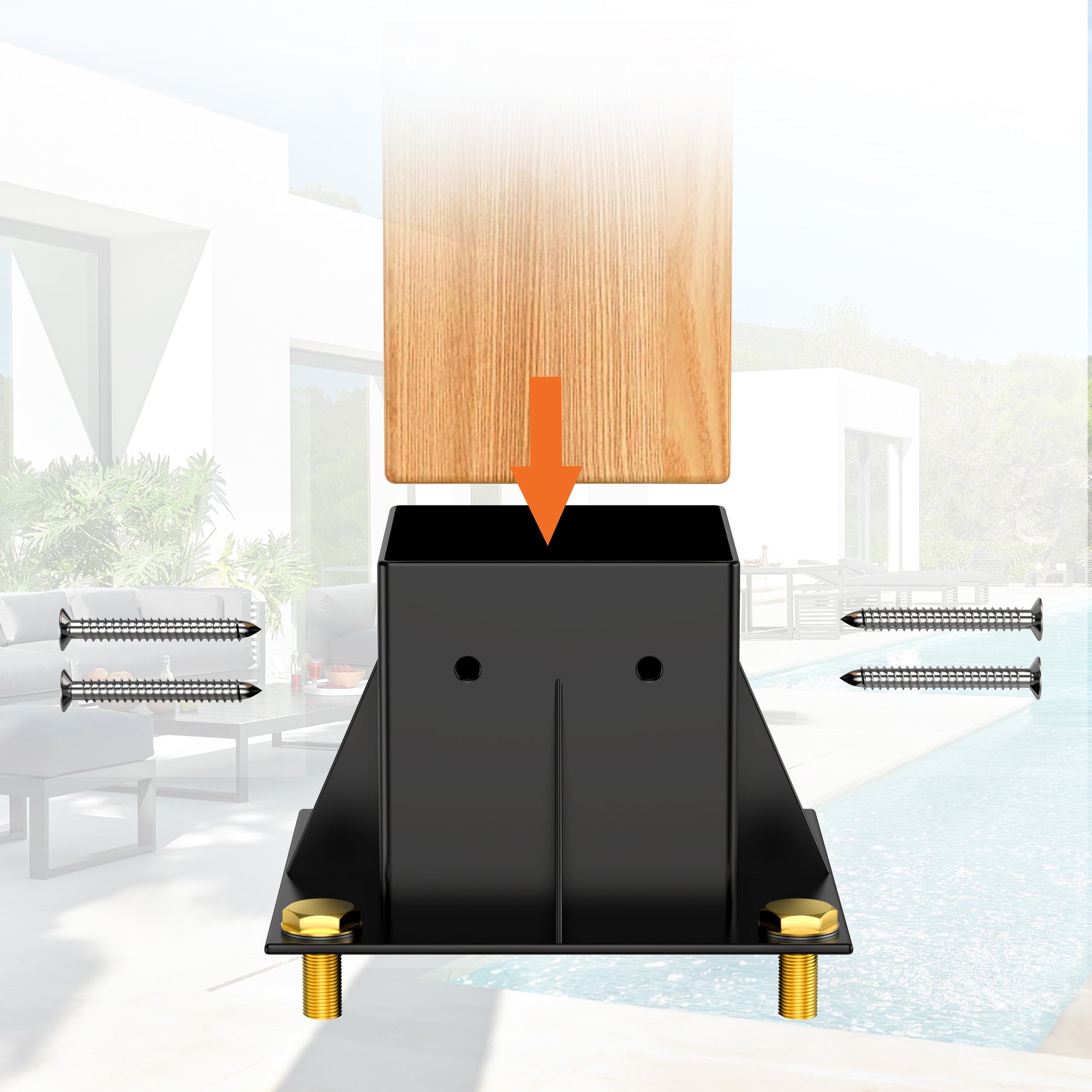 Garvee 4"x 4" (Inner 3.6"x3.6") Post Brackets, 4PC Heavy Duty Steel Post Base Supports for Outdoor Fence, Mailbox, Pergola Bracket Fence Kit, Black