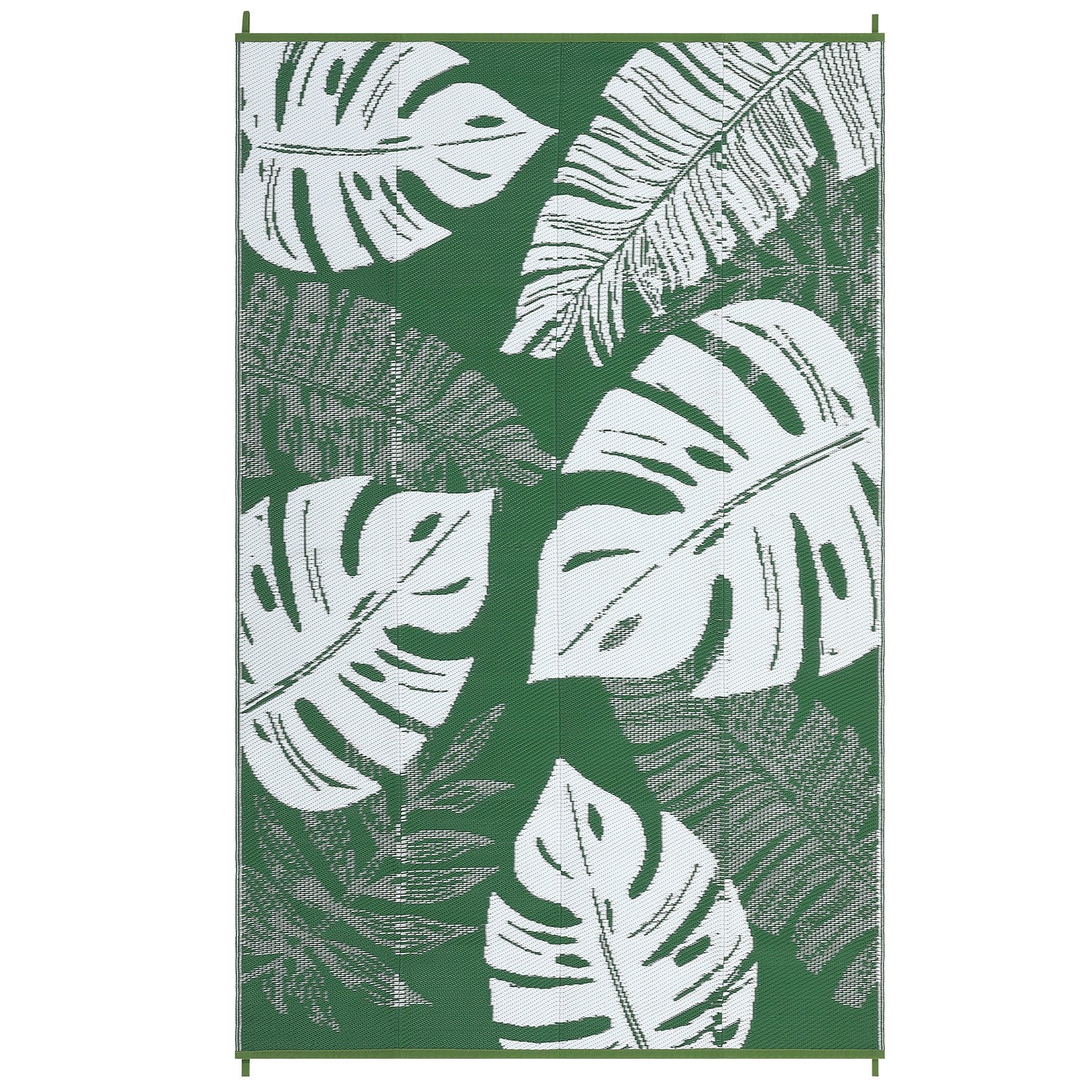 Garvee Outdoor Plastic Straw Area Reversible Rug with Tropical Palm Leaves Pattern for Patio, Deck, RV, and Beach