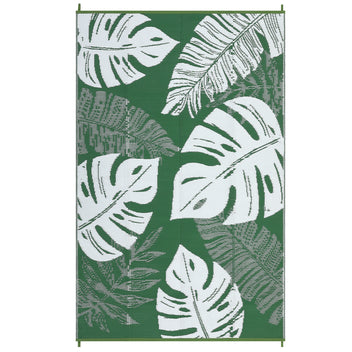 Garvee Outdoor Green 8x10 Rug Waterproof Reversible Outdoor Plastic Straw Rug Modern Palm Leaves Patio Rug Indoor Outdoor Carpet RV Mat Outside for Patio Camp Balcony Deck Picnic
