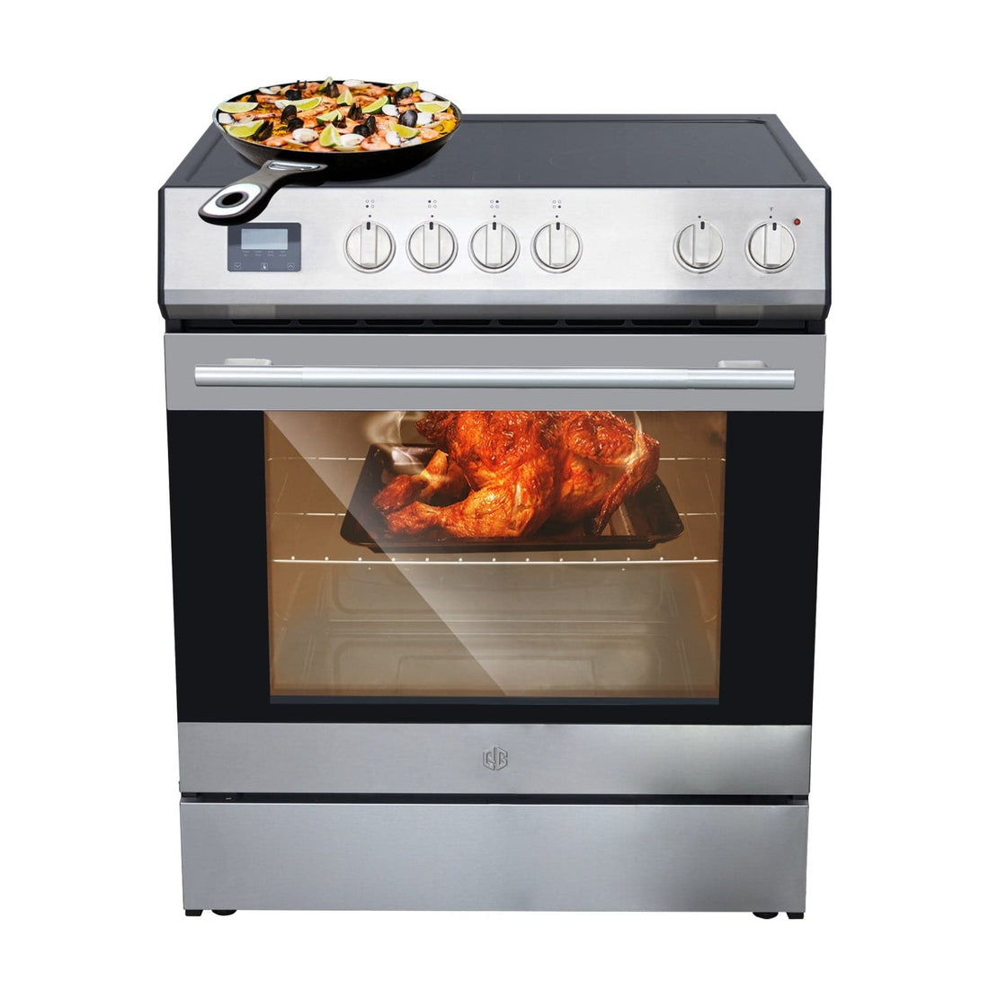 Front Control Electric Range Oven with 5 Cooktop Elements with 6 Cooking Power Options, Freestanding Oven, 5.0 cu. ft. Capacity Stainless Steel