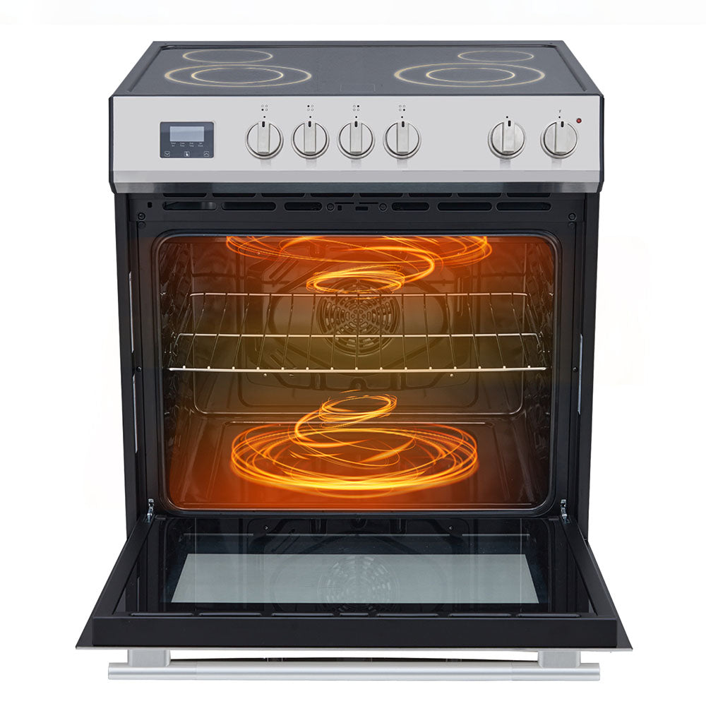 Garvee Front Control Electric Range Oven with 5 Cooktop Elements with 6 Cooking Power Options, Freestanding Oven, 5.0 cu. ft. Capacity Stainless Steel