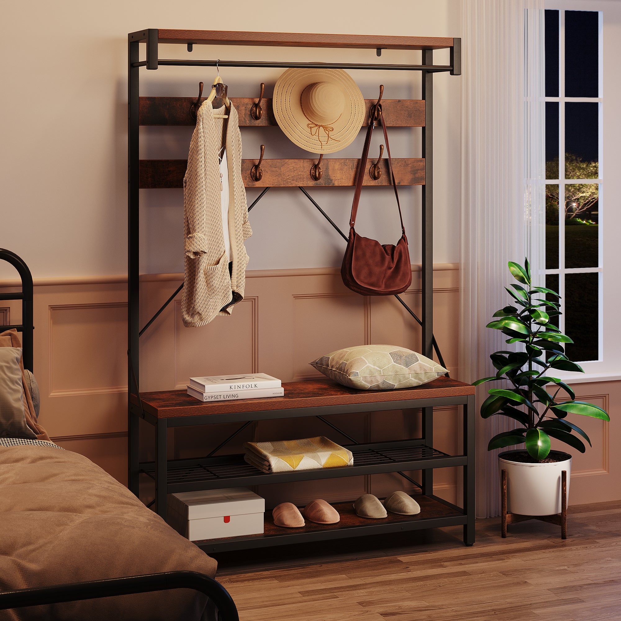 GARVEE Industrial Storage Shoe Bench - Versatile Entryway Solution