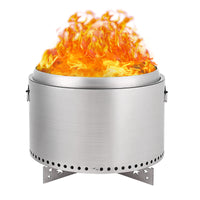 Garvee 20.5" Smokeless Fire Pit with Air Switch,With handle,Wood Burning Portable Stainless Steel Outdoor Firepit with Removable Stand & Stove Hook, Ash Pan, for Camping Backyard Patio Picnic