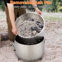 Garvee 20.5" Smokeless Fire Pit with Air Switch,With handle,Wood Burning Portable Stainless Steel Outdoor Firepit with Removable Stand & Stove Hook, Ash Pan, for Camping Backyard Patio Picnic