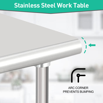 GARVEE 30"L x 24"W x 35"H Stainless Steel Work Table - Heavy-Duty Table with Caster Wheels for Food Prep, Kitchen, Restaurant, Garage, and Commercial Use