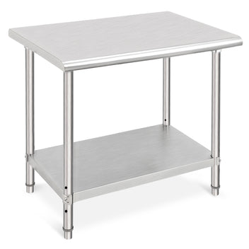 GARVEE 36"L x 24"W x 35"H Stainless Steel Work Table - NSF Certified Heavy-Duty Double-Tier Metal Trolley for Food Prep, Kitchen, Restaurant, and Commercial Workstations