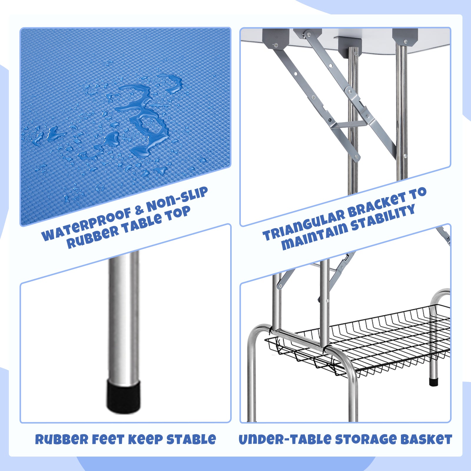 Garvee 48" Dog Grooming Table Adjustable Height Pet Drying Desktop Foldable Pet Grooming Table with Arms, Nooses, Mesh Tray, Foldable Pet Station Max Capacity Up to 330Lbs ,Blue