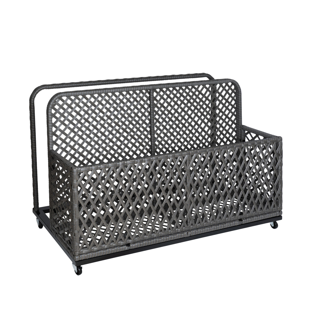 Garvee Outdoor Poolside Float Storage Box - PE Rattan Patio Basket with Rolling Wheels for Floaties, Pool & Beach, Sturdy & Movable, Diamond Grey