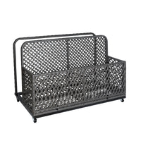 Garvee Outdoor Poolside Float Storage Box - PE Rattan Patio Basket with Rolling Wheels for Floaties, Pool & Beach, Sturdy & Movable, Diamond Grey