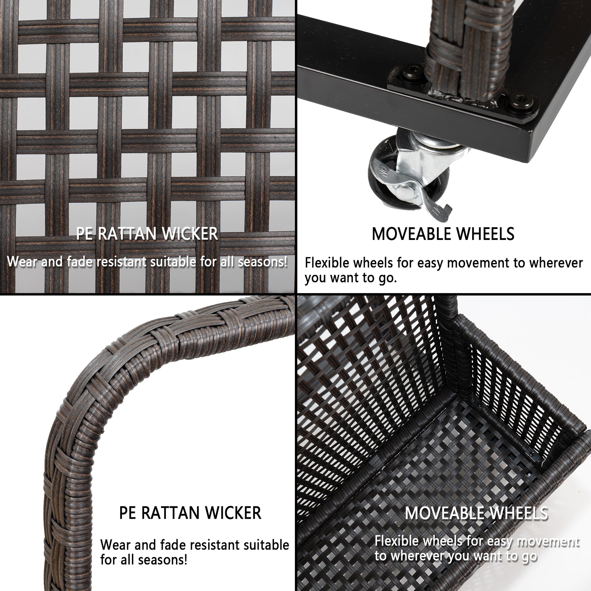 Garvee Outdoor Poolside Float Storage Box - PE Rattan Patio Basket with Rolling Wheels for Floaties, Pool & Beach, Sturdy & Movable, Diamond Grey