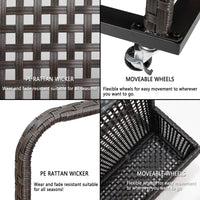 Garvee Outdoor Poolside Float Storage Box - PE Rattan Patio Basket with Rolling Wheels for Floaties, Pool & Beach, Sturdy & Movable, Diamond Grey