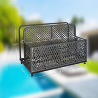 Garvee Outdoor Poolside Float Storage Box - PE Rattan Patio Basket with Rolling Wheels for Floaties, Pool & Beach, Sturdy & Movable, Diamond Grey