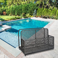 Garvee Outdoor Poolside Float Storage Box - PE Rattan Patio Basket with Rolling Wheels for Floaties, Pool & Beach, Sturdy & Movable, Diamond Grey