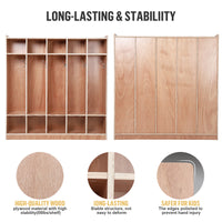 Garvee Classroom Coat Locker with Glazed Finish, 5-Section, 10 Cubbies for Classrooms, Daycare Cubby with 4 Casters, 5 Hooks and 2 Storage Boxes, for Home, School, Kindergarten