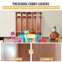 Garvee Classroom Coat Locker with Glazed Finish, 5-Section, 10 Cubbies for Classrooms, Daycare Cubby with 4 Casters, 5 Hooks and 2 Storage Boxes, for Home, School, Kindergarten