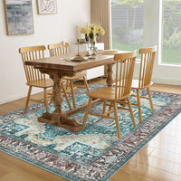 Garvee Machine Washable Rug 9x12 Vintage Design Area Rugs with Non Slip Rugs for Living Room Bedroom Floral Print Rug Carpet Stain Resistant, Green