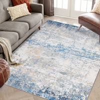 Garvee Living Room Area Rugs Grey Blue 8x10 Abstract Machine Washable Rugs Ultra-Thin Non Slip Bedroom Rugs Modern Printed Distressed Carpet for Dining Room Office Kitchen Playroom Floor Decor