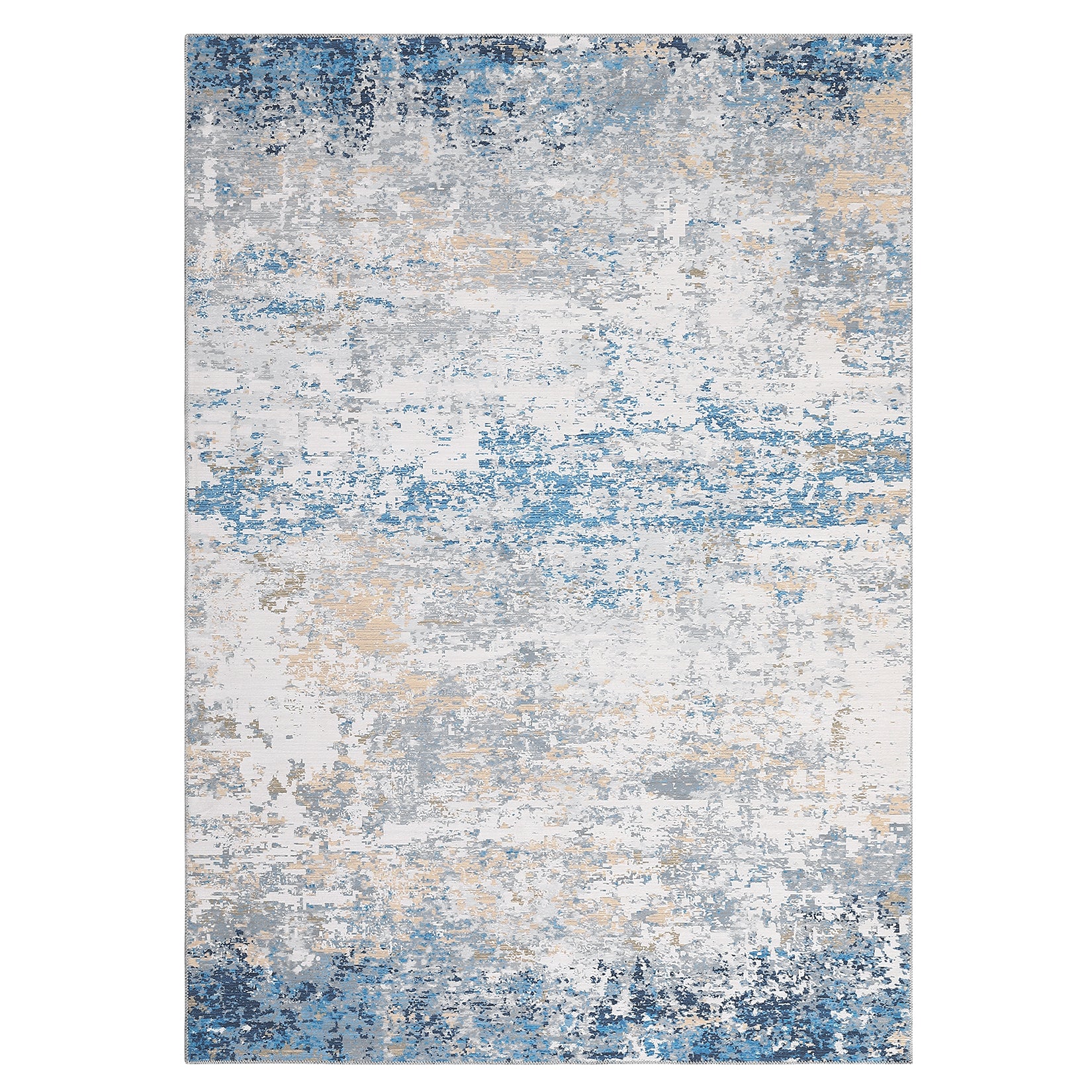 Garvee Living Room Area Rugs Grey Blue 8x10 Abstract Machine Washable Rugs Ultra-Thin Non Slip Bedroom Rugs Modern Printed Distressed Carpet for Dining Room Office Kitchen Playroom Floor Decor
