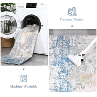 Garvee Living Room Area Rugs Grey Blue 8x10 Abstract Machine Washable Rugs Ultra-Thin Non Slip Bedroom Rugs Modern Printed Distressed Carpet for Dining Room Office Kitchen Playroom Floor Decor