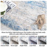 Garvee Living Room Area Rugs Grey Blue 8x10 Abstract Machine Washable Rugs Ultra-Thin Non Slip Bedroom Rugs Modern Printed Distressed Carpet for Dining Room Office Kitchen Playroom Floor Decor