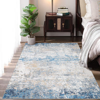 Garvee Living Room Area Rugs Grey Blue 8x10 Abstract Machine Washable Rugs Ultra-Thin Non Slip Bedroom Rugs Modern Printed Distressed Carpet for Dining Room Office Kitchen Playroom Floor Decor