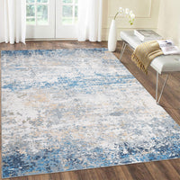 Garvee Living Room Area Rugs Grey Blue 8x10 Abstract Machine Washable Rugs Ultra-Thin Non Slip Bedroom Rugs Modern Printed Distressed Carpet for Dining Room Office Kitchen Playroom Floor Decor