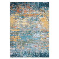 Garvee Gold Blue 9x12 Area Rug Washable Rugs for Living Room Modern Neutral Abstract Aesthetic Rug for Bedroom Dining Room Under Table Non-Shedding Large Area Rug Lightweight Foldable Accent Rug