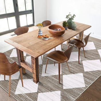 Garvee Area Rug 5x7 Washable Rugs Checkered Rug Modern Geometric Rug Bedroom Rug, Soft Neutral Accent Rugs for Living Room Entryway Dining Room,Stain Resistant Non-Slip Low-Pile Floor Carpet,Brown