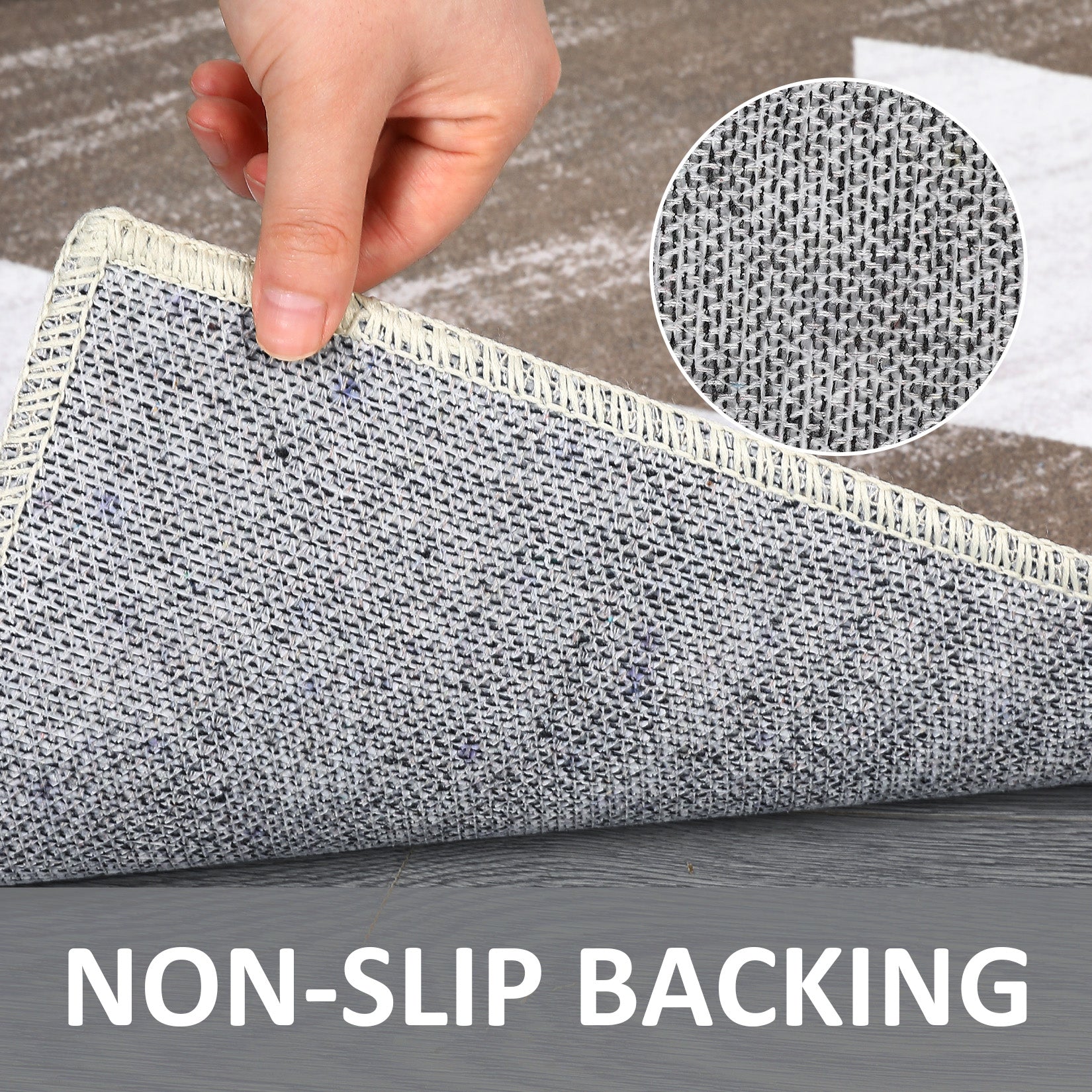 Garvee Area Rug 5x7 Washable Rugs Checkered Rug Modern Geometric Rug Bedroom Rug, Soft Neutral Accent Rugs for Living Room Entryway Dining Room,Stain Resistant Non-Slip Low-Pile Floor Carpet,Brown