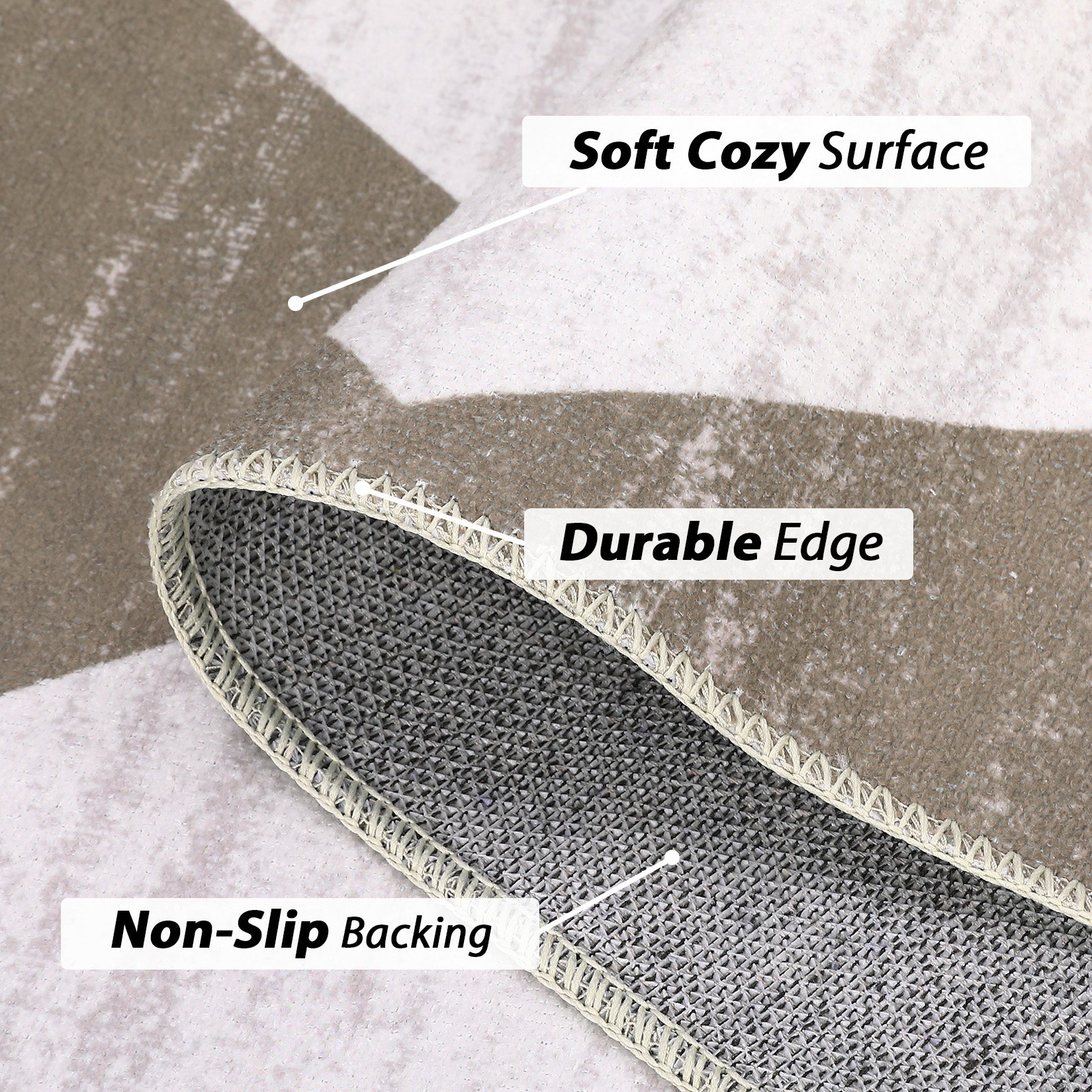 Garvee Area Rug 5x7 Washable Rugs Checkered Rug Modern Geometric Rug Bedroom Rug, Soft Neutral Accent Rugs for Living Room Entryway Dining Room,Stain Resistant Non-Slip Low-Pile Floor Carpet,Brown