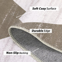 Garvee Area Rug 5x7 Washable Rugs Checkered Rug Modern Geometric Rug Bedroom Rug, Soft Neutral Accent Rugs for Living Room Entryway Dining Room,Stain Resistant Non-Slip Low-Pile Floor Carpet,Brown