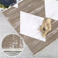 Garvee Area Rug 5x7 Washable Rugs Checkered Rug Modern Geometric Rug Bedroom Rug, Soft Neutral Accent Rugs for Living Room Entryway Dining Room,Stain Resistant Non-Slip Low-Pile Floor Carpet,Brown