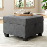 Garvee Square Ottoman Module for Modular Sectional Sofa, Storage Ottoman Footrest for Living Room - Dark Grey
