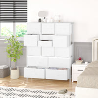 Garvee 15 Drawer Dresser for Bedroom, Tall Storage Organizer with Fabric, Metal Frame, Wood Top, Side Pockets & Hooks, Easy Assembly