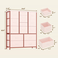 Garvee 15 Drawer Dresser for Bedroom, Tall Storage Organizer with Fabric, Metal Frame, Wood Top, Side Pockets & Hooks, Easy Assembly(Pink)